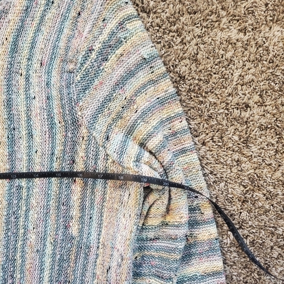 j jill L cotton blend sweater abstract line green fall. - Picture 6 of 13